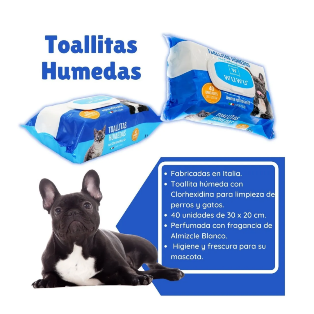 WUWU TOALLITAS HUMEDAS DE CLORHEXIDINA - Club de Perros y Gatos