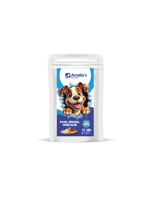 Amalia's Nutra perros - Pouch sabor pavo, hígado, vegetales y quinoa