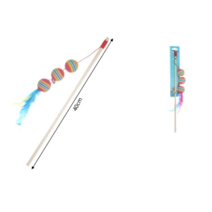 Varilla para gatos - pelotitas y plumas