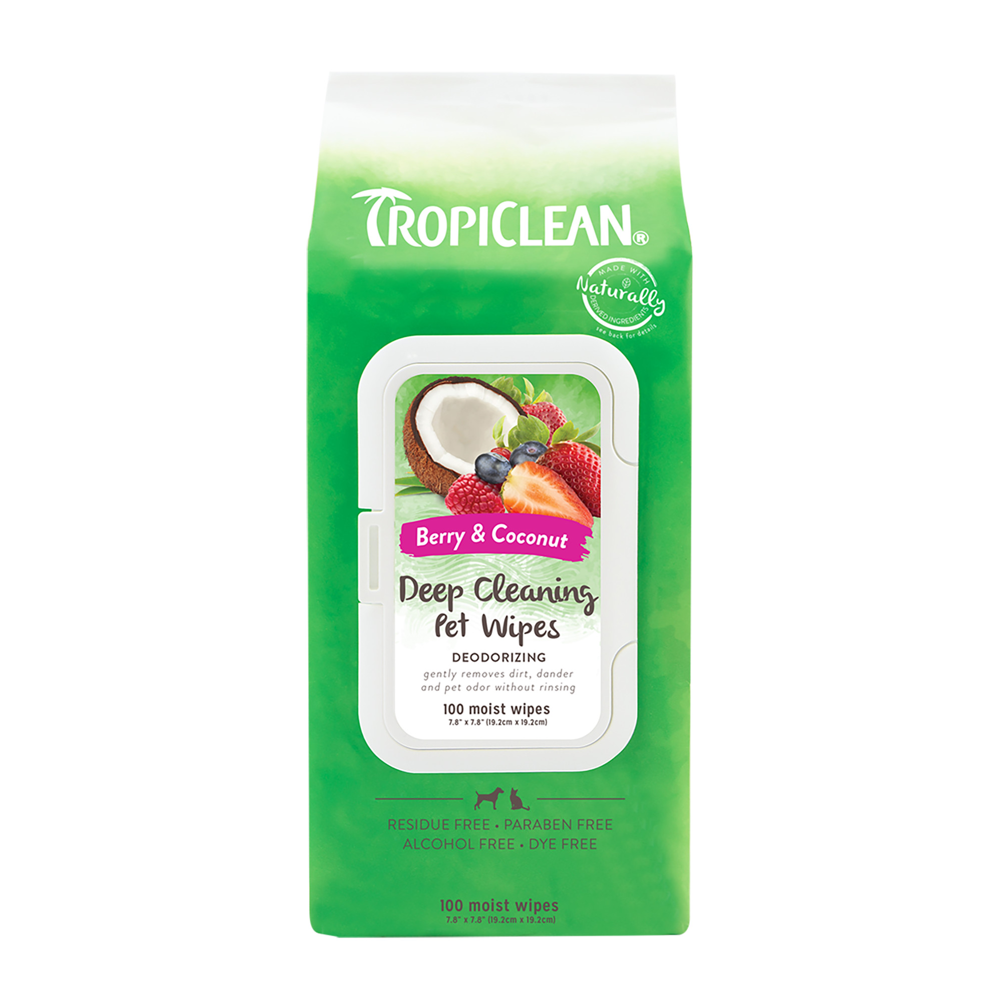 Tropiclean - Toallitas húmedas para mascotas aroma berries y coco 100u