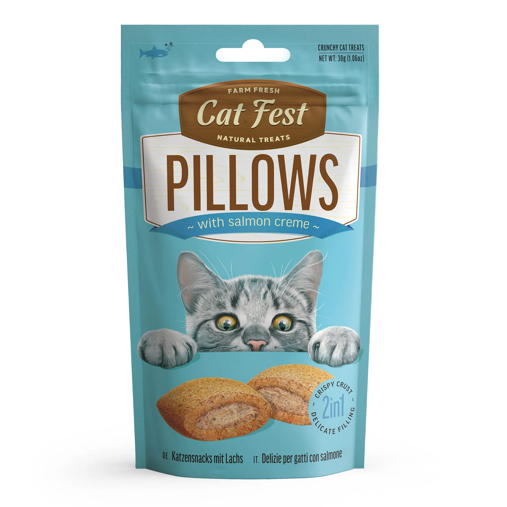 Cat fest pillows relleno con crema de salmon