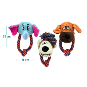 Peluche para perros cabeza de animales con cuerda