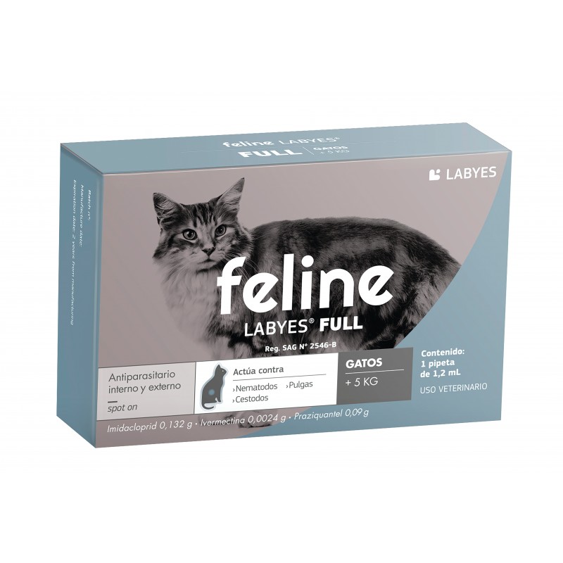 Feline Labyes full pipeta antiparasitario interno y externo para gatos de +5kg