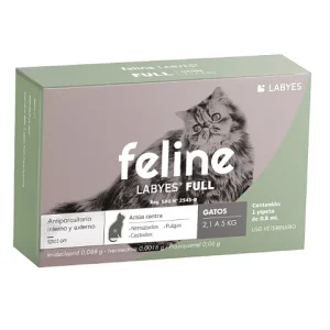 Feline Labyes full pipeta antiparasitario interno y externo para gatos de 2.1 a 5 kg