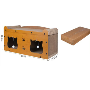Casa rascador para gatos de carton con madera