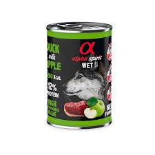 Alpha spirit - Alimento humedo para perros de pato con manzana verde