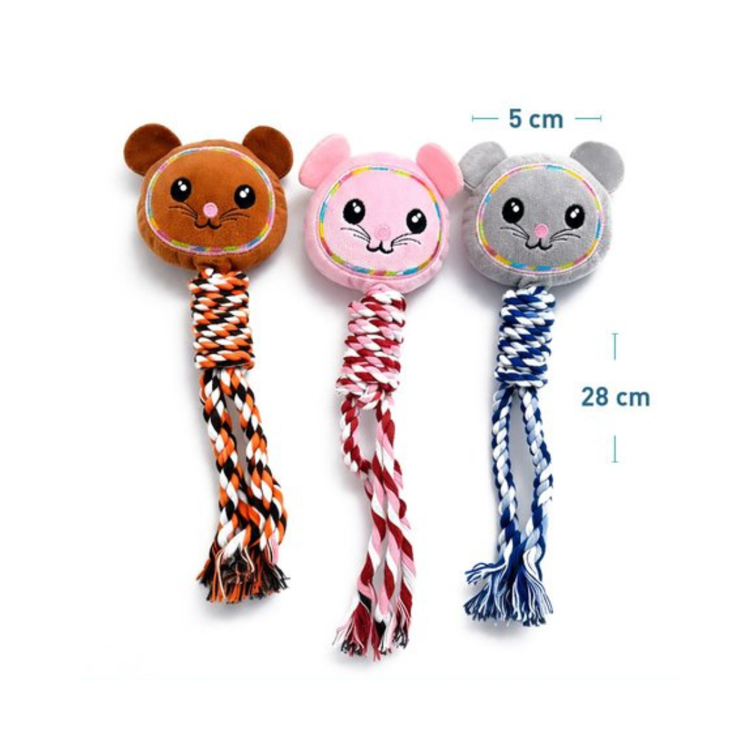Peluche cabeza de raton con cuerpo de cuerda anudada