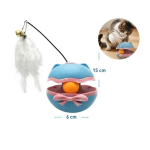 Juguete para gatos redondo con pluma giratoria