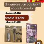 Pack 2 juguetes con catnip + 1 sobre leonardo